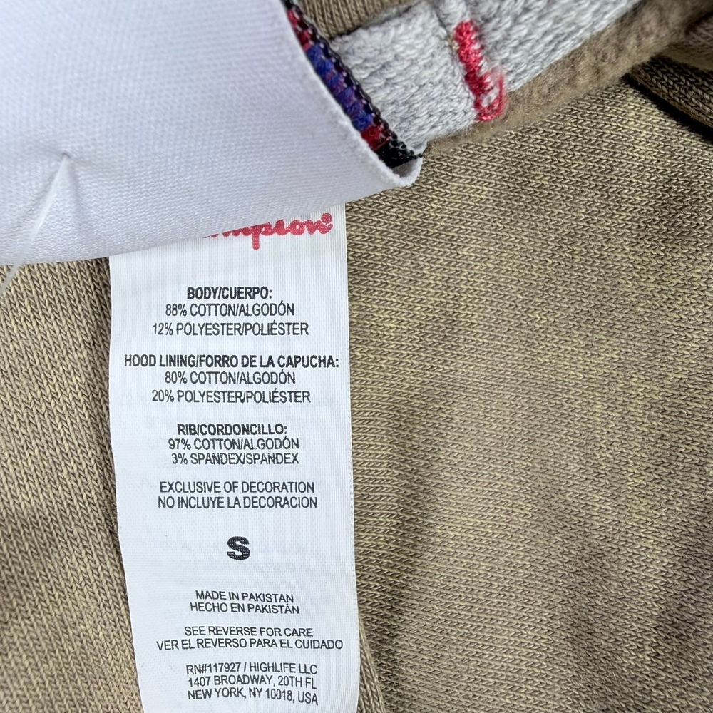 Champion Mens S Khaki Cotton Rewind Vintage Wash Pullover Hoodie CPM253FH03011 - Picture 7 of 10